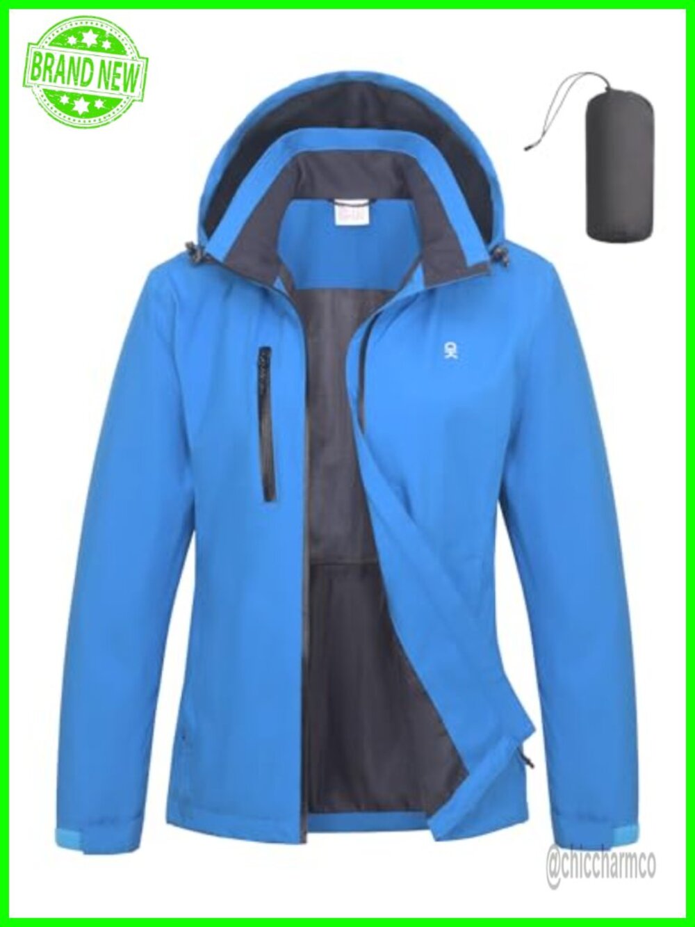 Packable Waterproof Hooded Rain Jacket